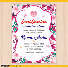 Cetak Undangan Ulang Tahun Sweet Seventeen 005 Shopee Indonesia