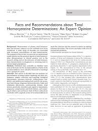 Pdf Facts And Recommendations About Total Homocysteine Determinations An Expert Opinion