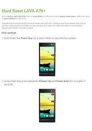 Hard Reset LAVA A76+