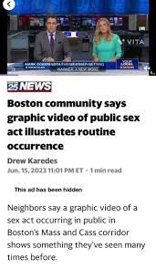 いぶき on X: America turned sex and drugs into public service Neighbors say a  graphic video of a sex act occurring in public in Boston's Mass and Cass  corridor shows something they've