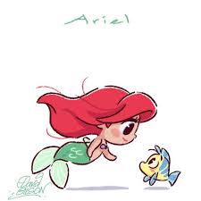 Chibies Of Disney S Ariel Flounder Merida Will O The Wisp Anna Snowgie Https Www Facebook C Dessin Princesse Dessin Ariel Dessin Princesse Disney