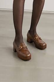For women gucci shoes, brown is a pretty popular color, but we also have black, beige, gray and more in stock now. Brown Houdan Horsebit Detailed Textured Leather Platform Pumps Gucci In 2021 Gucci Loafer Aesthetic Shoes Pumps