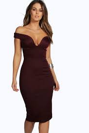 Boohoo Womens Sweetheart Off Shoulder Bodycon Midi Dress Fashion Clothing Shoes Accessories Wome Midi Dress Bodycon Bodycon Dress Asymmetric Bodycon Dress