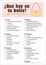 Que Hay En Tu Bolso Juegos Para Baby Shower Para Imprimir Juegos De Baby Shower