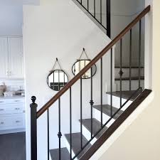Painted staircase before and after photos are the best! From Carpet To Hardwood Staircase Makeover Satori Design For Living