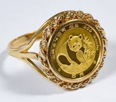 Lot 332 Chinese Gold Panda Coin Mounted In 14k Gold Ring 1 20 Oz Gold Coin In A Gold Setting Marked 999 And Gold Coin Ring Gold Rings Buy Gold And Silver