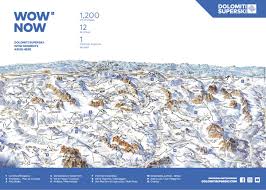 Maps contain ski runs, lifts, snow parks, freerides, bars, restaurants, hotels, elevation contours, etc. Slope Map Dolomiti Superski