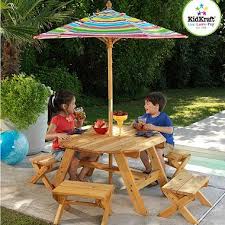 Kidkraft Octagon Table 4 Stool Set With Umbrella Octagon Table Kids Table Chair Set Kids Table And Chairs