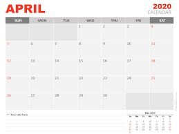 April 2020 Calendar For Powerpoint And Google Slides In 2020 Calendar Template Calendar Calendar Word