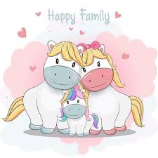 Cute Cartoon Pony Family Hand Drawing Style Illustration About Bright Horse Card Cute Happy Girl Cute Cartoon Drawings Valentine Cartoon Family Cartoon