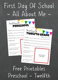 I'm in the ____ grade. All About Me Free Printable