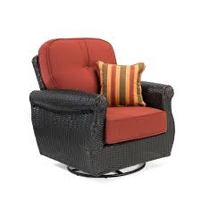 La Z Boy Breckenridge Swivel Wicker Outdoor Lounge Chair With Sunbrella Meredian Brick Cushion Hbre Srl 1pk R The Home Depot Swivel Rocking Chair Lounge Chair Outdoor Sunbrella Cushions