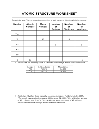 Holl s physical science class. Atomic Structure With Nuc Worksheet