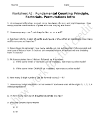 Worksheet A2 Fundamental Counting Principle Doc Template Pdffiller