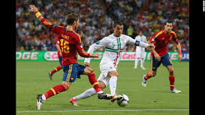 Sergio Ramos Of Spain Challenges Cristiano Ronaldo Of Portugal World Cup Ronaldo Portugal Vs Spain