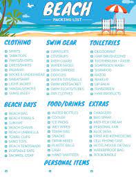the best printable packing list for a beach vacation free checklist