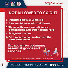 Under ecq, movement is heavily restricted and limited to acquiring basic goods and services. Facebook