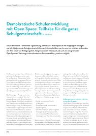 Thorsten schultefremdbestimmt120 jahre lügen und täuschungisbn: Pdf Demokratische Schulentwicklung Mit Open Space Teilhabe Fur Die Ganze Schulgemeinschaft Julia Frisch Academia Edu