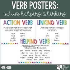 Verb Posters Action Helping And Linking Free By The