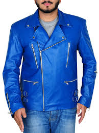 Stylish Blue Brando Leather Jacket Men Jacket Mauvetree Leather Jacket Blue Leather Jacket Leather Jacket Men