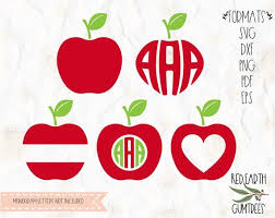 Apple Monogram Frame Apple Split Apple Back To School Svg Png Dxf Eps Pdf Cricut Silhouette Studio Vinyl Decal T Shirt Design Monogram Frame Cricut Svg Free Files