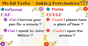 In english, the modal verbs commonly used are can, could, may, might, shall, should, will, would, and must. Modals For Asking Permissions Modal Verbs 7esl
