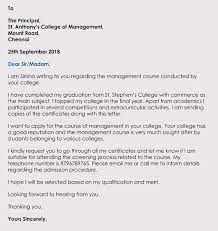 Writing A College Admission Application Letter In Corrent Format College Admission Application Letters Admissions