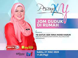 Did you mean kementerian pembangunan anita keluarga dan masyarakat? Tonton Rancangan Pesonaxy Dengan Tajuk Jom Duduk Di Rumah Bersama Yb Datuk Seri Rina Mohd Harun Menteri Pembangunan Wanita Keluarga Dan Masyarakat Pada 21 Mac 2020 Sabtu 11 05 Pagi Di Tv1 Rtm