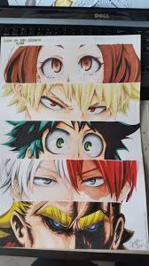 Boku No Hero Academia Uraraka Ochako Katsuki Bakugou Midoriya Izuku Todoroki Shouto All Might Dibujo Drawing Anime Hero Drawings