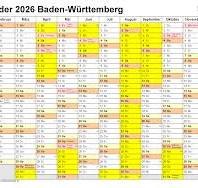 Kalender 2026 Baden-Württemberg (BW): 10 PDF-Vorlagen