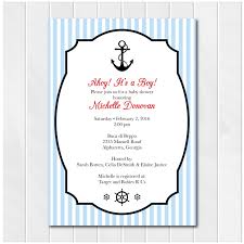 Ahoy It S A Boy Baby Shower Invitation Pinstripes Nautical Invitation Nautical Baby Shower Boy Baby Shower Seersucker Anchor 0129