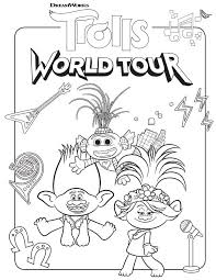 Kolorowanki do druku dają ogromne możliwości. Free Trolls World Tour Coloring Sheets Kids Activities