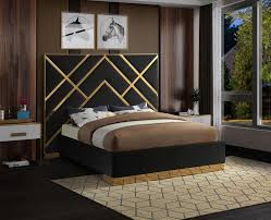 Vector Black Queen Size Bed Vector Meridian Furniture Modern Beds In 2020 Bed Design Modern Bed Furniture Design Bed Headboard Design