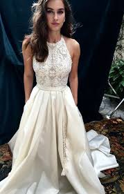 Vintage Halter Court Train Lace A Line Wedding Dress Top Prom Dresses Beautiful Prom Dresses Prom Dresses Lace