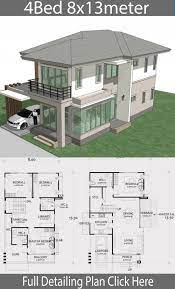 Home Design Plan 8x13m With 4 Bedrooms Home Design With Plan Model House Plan Architectural House Plans House Plans Mansion