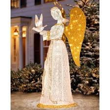 5 Elegant Angel With Dove Lighted Outdoor Christmas Decor Yard Art Nativity Decoraciones De Patio De Navidad Nacimientos De Navidad Adornos De Navidad