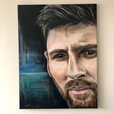 Hình ảnh, video bàn thắng của m10 trong màu áo barcelona và đội tuyển argentina. Lionel Messi Is Met Acryl Met Speciale Techniek Vastgelegd Op Doek