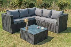 Yakoe Outdoor Rattan Garden Furniture 5 Seater Corner Sofa Patio Set Black For S Rattan Garden Furniture Black Rattan Garden Furniture Corner Garden Furniture