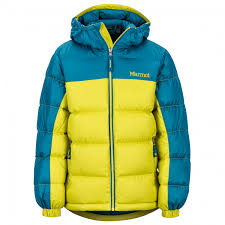 Marmot Boys Guides Down Hoody Down Jacket Crocodile Rosin Green Xs