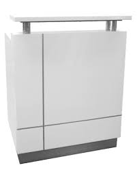 Receptionist Small White Reception Desk Counter Office Salon Receptionist Office Stock