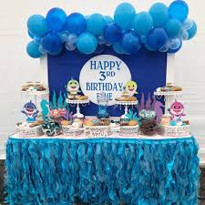 Baby Boy 3rd Birthday Decoration Ideas For Boy Baby Shark 3rd Birthday Party Blue Birthday Parties Birthday Parties Baby Boy 1st Birthday Party