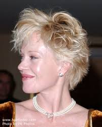 Short hair more handy for now, and simple to handle, with easy to useful various tools, sprays and creams. Melanie Griffith With A Short Wispy Hairstyle