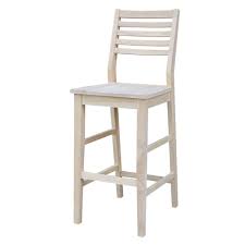 Aspen Bar Height Slat Stool Unfinished International Concepts 24 Bar Stools Concept Home Stool