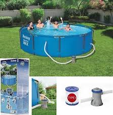 Round Frame Swimming Pool 305 Cm 10ft Garden Above Ground Pool With Pump Set Ebay In 2020 Rectangular Swimming Pools Swimming Pools Easy Set Pools