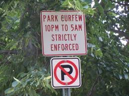 Most cities have curfews for adolescents, some places have curfews for everyone. Park Curfew Retail Logos Highway Signs Signs