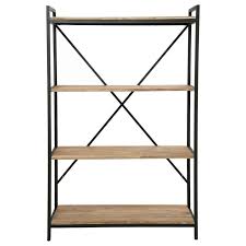 Étagère de style industriel (hauteur : Etagere Bibliotheque Style Industriel Edena Bois Et Metal 4 Etages 90x141x35cm
