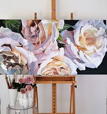Julia 2 950 A Panel Shaped Canvas Of Sumptuous Julia Roses So Many Shades Of Coffee Copper Gold M Paineis Pintados Ideias Para Pintura Paineis De Arte