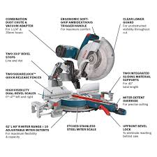 Push down on the motor housing to release the tension on the latch pin, pull the pin, or flip the latch (bosch) and gently allow the motor/blade housing to rise . Gcm12sd 12 In Dual Bevel Glide Miter Saw Bosch Power Tools