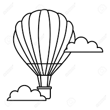 (in cartoons) an outline enclosing words represented as issuing from the mouth of a speaker. Hot Air Balloon Flying In Sky Clouds Vector Illustration Outline Royalty Free Cliparts Vectors And Stock Illustration Image 99750400