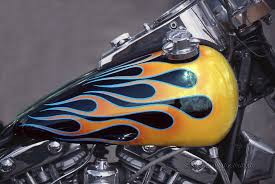 paint 003 ツートーンカラーファイヤー ブラックxイエローmoto com moto com ファイヤーパターン ハーレーダビッドソン カスタムペイント